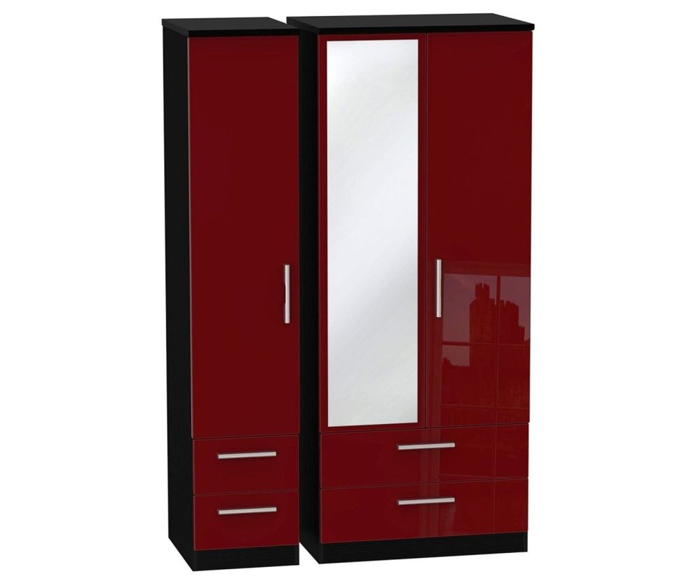Welcome Furniture Knightsbridge Tall Triple 2 Drawer Mirror with Single 2 Drawer Wardrobe