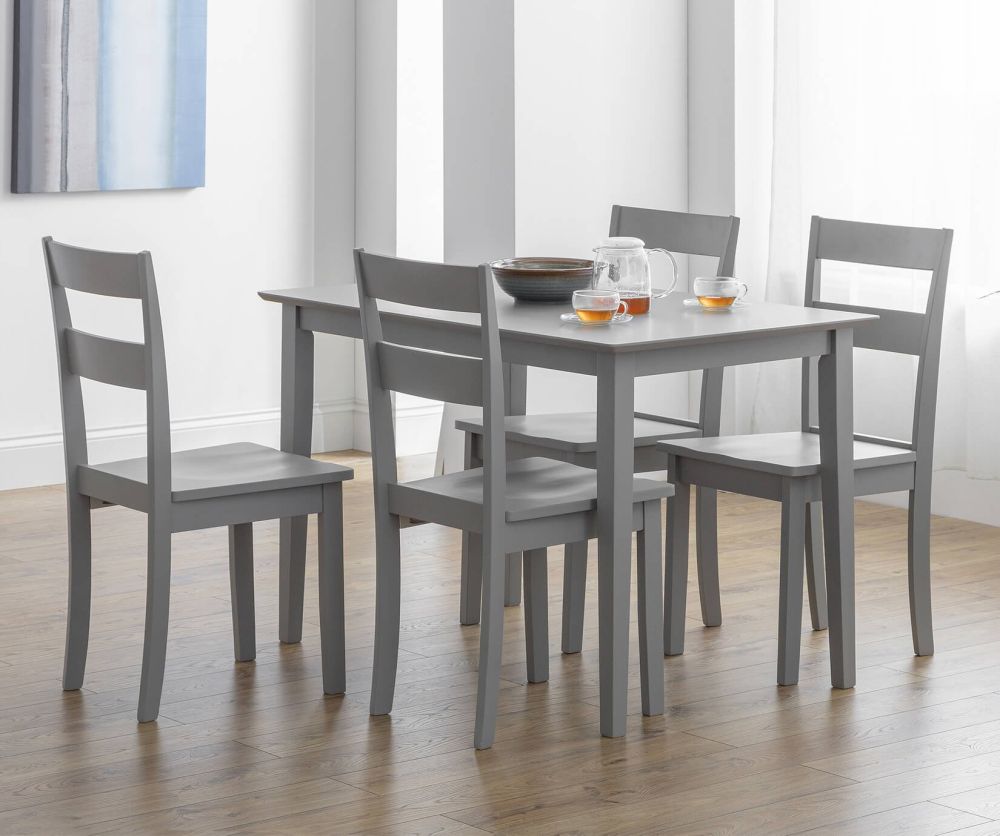 Julian Bowen Kobe Lunar Grey Compact Dining Table with 4 Chairs