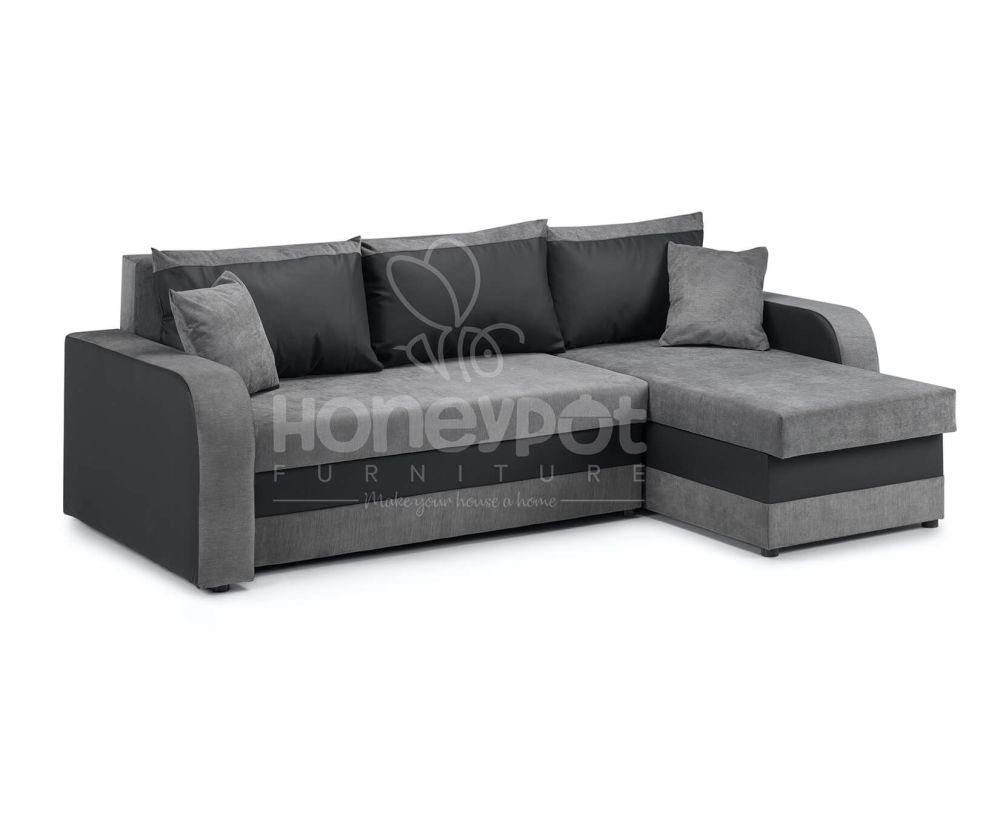 Kris Grey and Black Right Hand Side Corner Sofa Bed