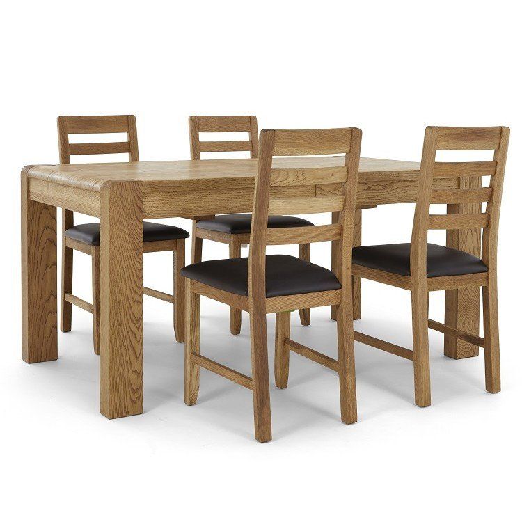 Corndell Bergen Oak Compact Extending Dining Table with 4 Dining Chairs
