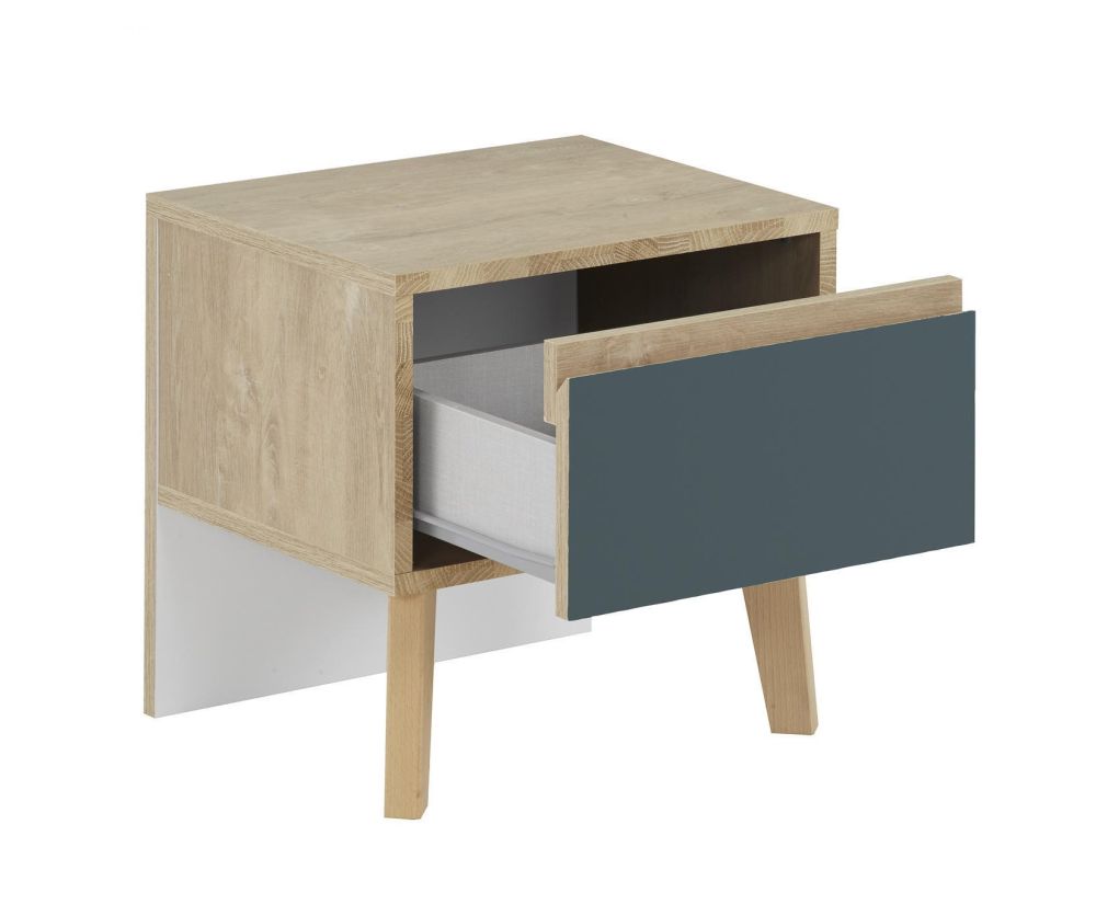 Gami Larvik Blue 1 Drawer Bedside Cabinet