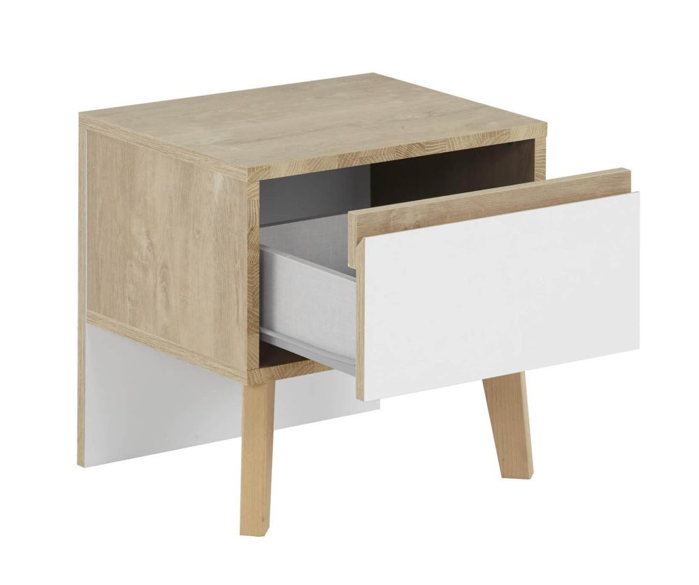 Gami Larvik White 1 Drawer Bedside Cabinet