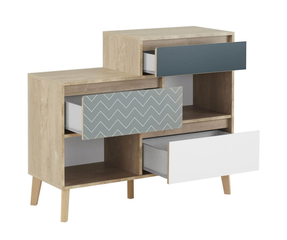 Gami Larvik Blond Oak 3 Drawer Chest and 2 Compartment