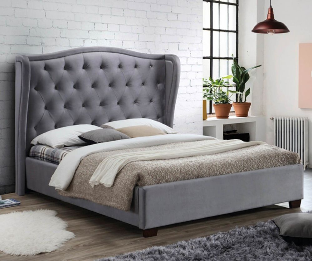 Furniture Link Lauren Grey Fabric Bed Frame