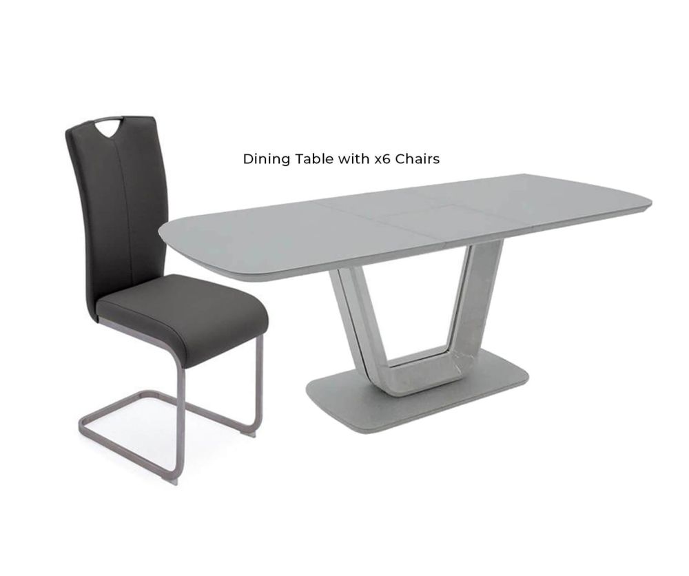 Vida Living Lazzaro Grey Extending Dining Table with 6 Chairs