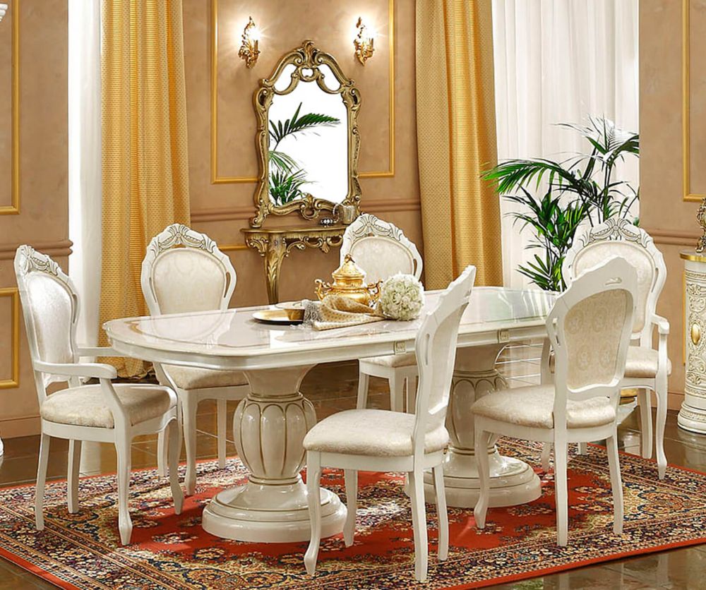 Camel Group Leonardo Ivory Oval Extension Dining Set with 6 Chair