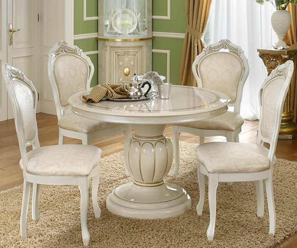 Camel Group Leonardo Ivory Round Extension Dining Set with 4 Chair