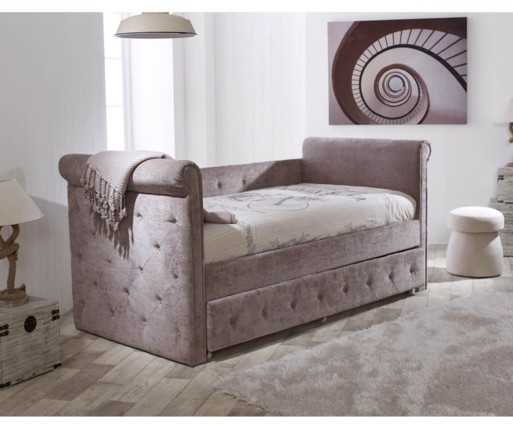 Limelight Zodiac Mink Fabric Day Bed with Trundle Guest Bed