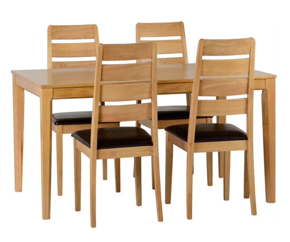 Seconique Logan Oak Varnish Small Dining Set with 4 Chairs