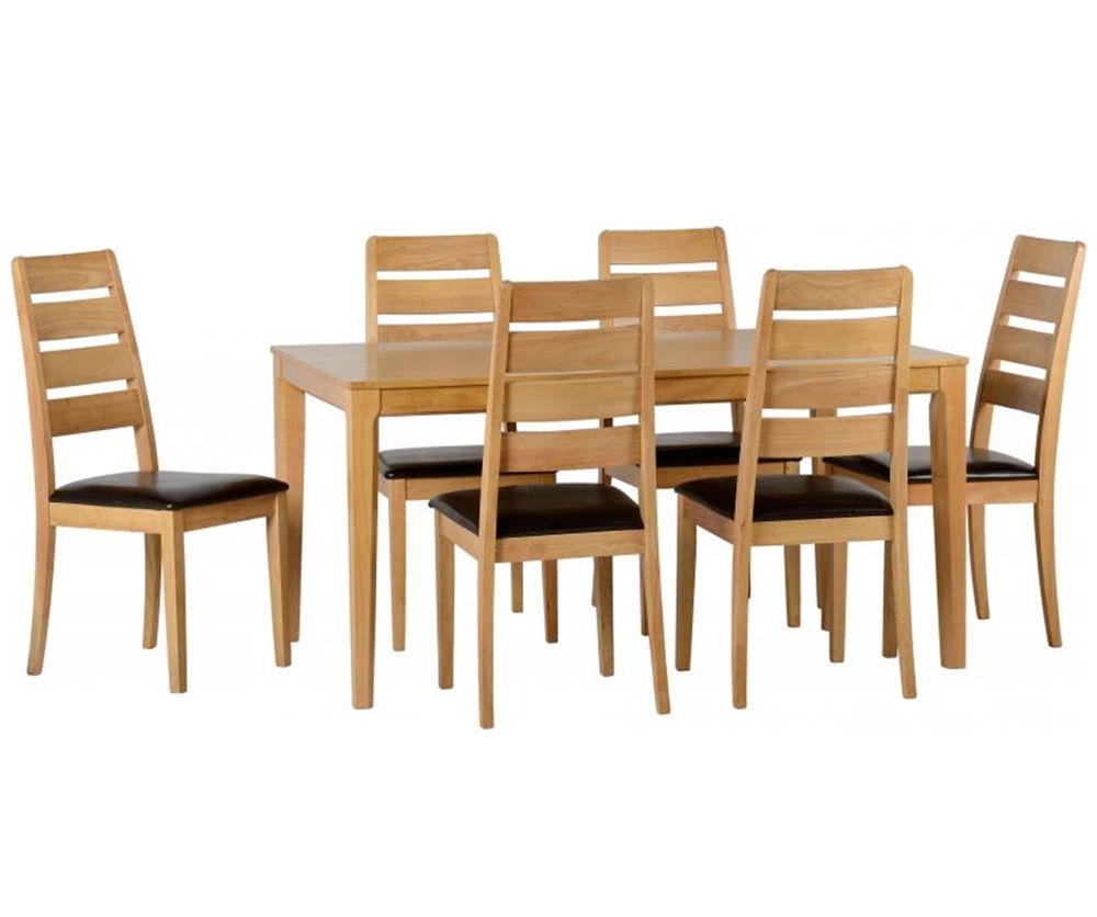 Seconique Logan Oak Varnish Large Dining Set with 6 Chairs