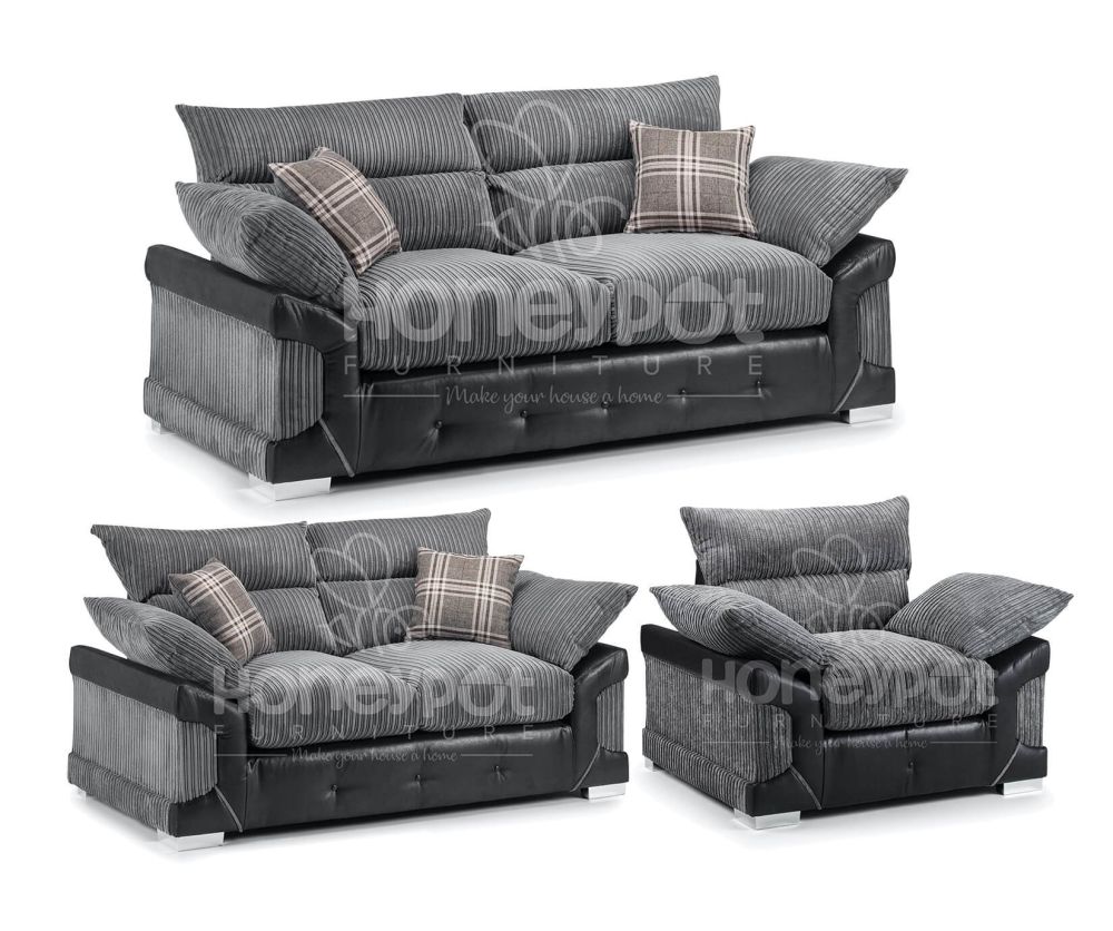 Logan Grey and Black 3+2+1 Sofa Set