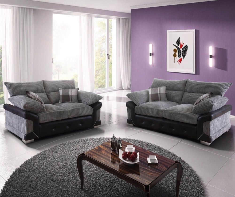 Logan Grey and Black 3+2 Sofa Set