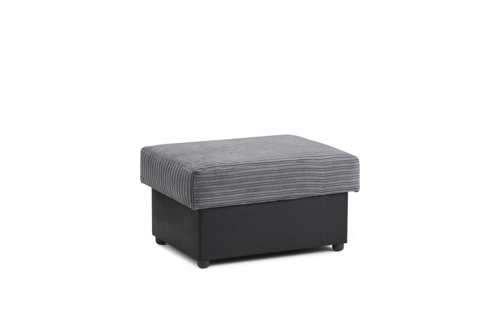 Logan Black and Grey Fabric Footstool