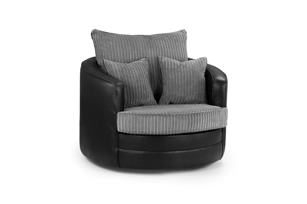 Logan Black and Grey Fabric Swivel Chair