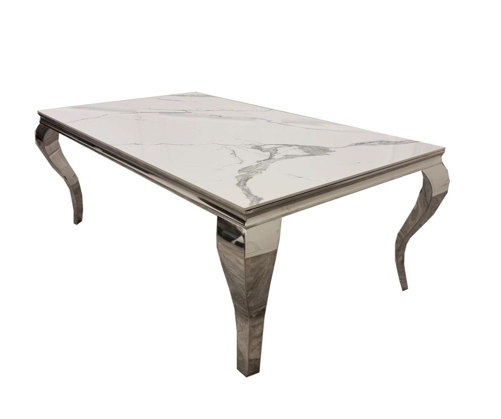 Furnish 365 Louis Marbal and Chrome Square Dining Table (W100cm)