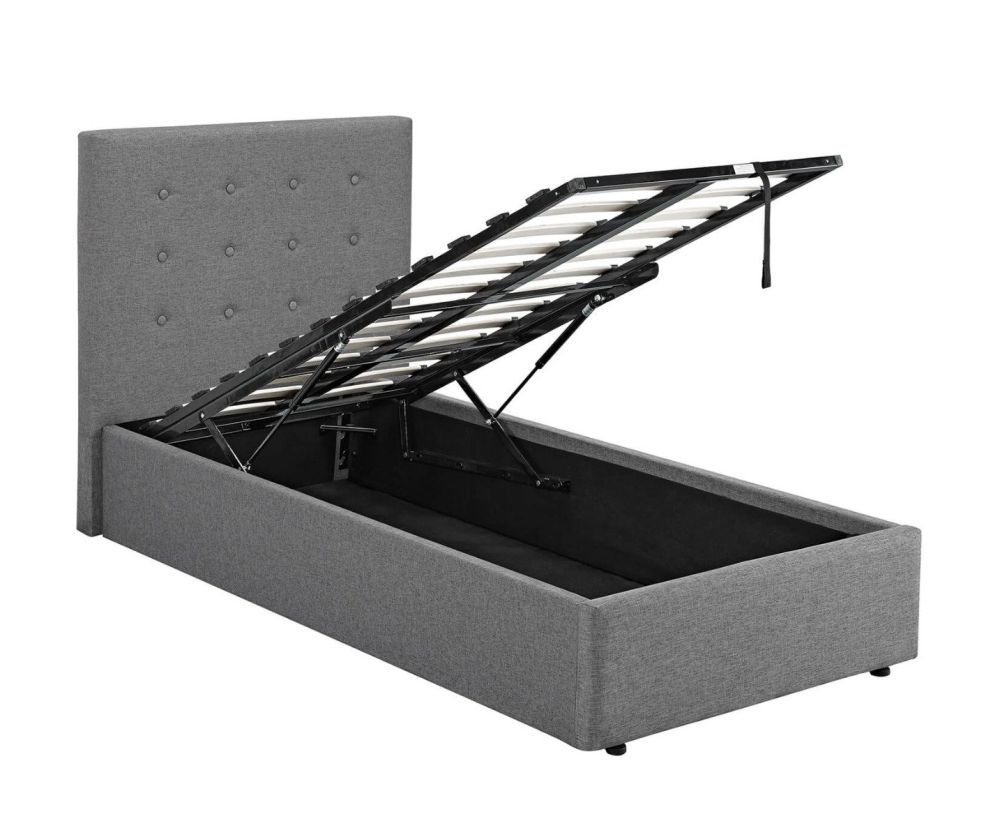 LPD Lucca Grey Fabric Ottoman Bed Frame