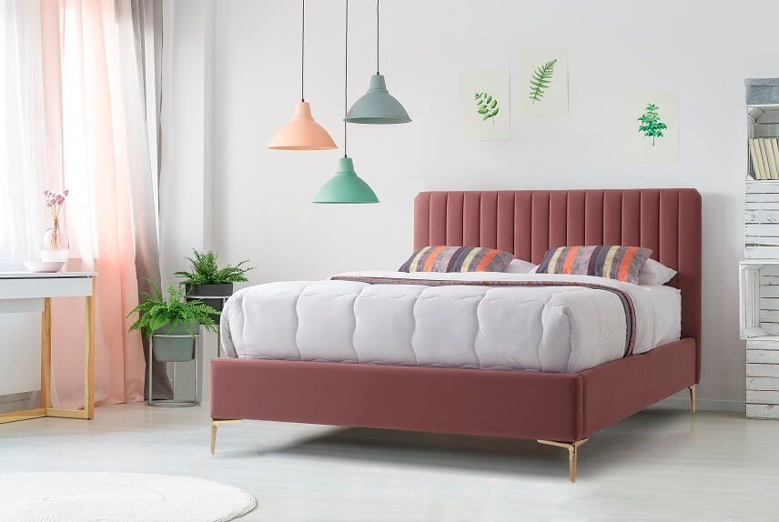 Furniture Link Lucy Blush Fabric Bed Frame