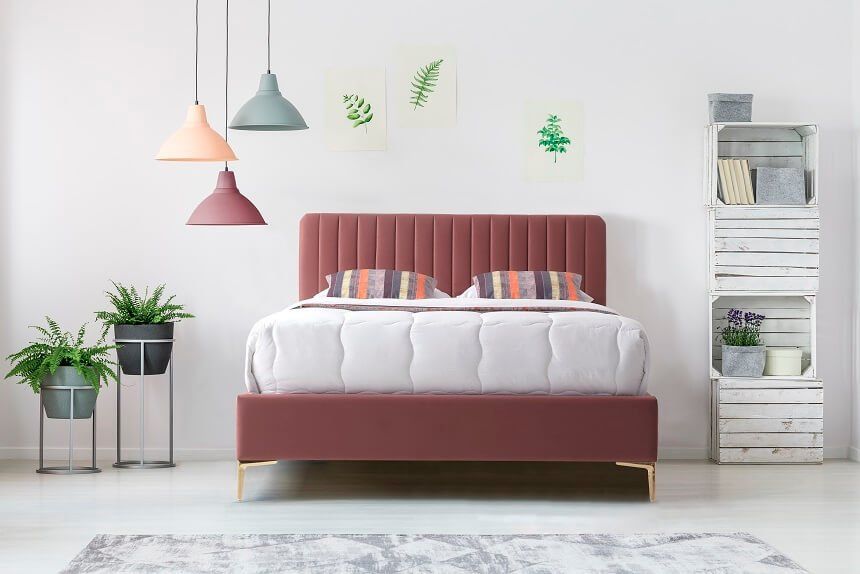 Furniture Link Lucy Blush Fabric Bed Frame