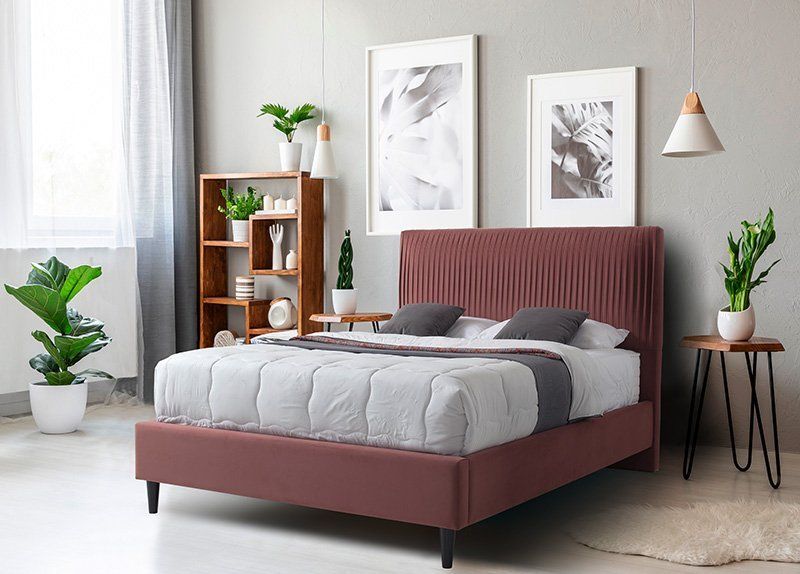 Furniture Link Lyla Blush Fabric Bed Frame