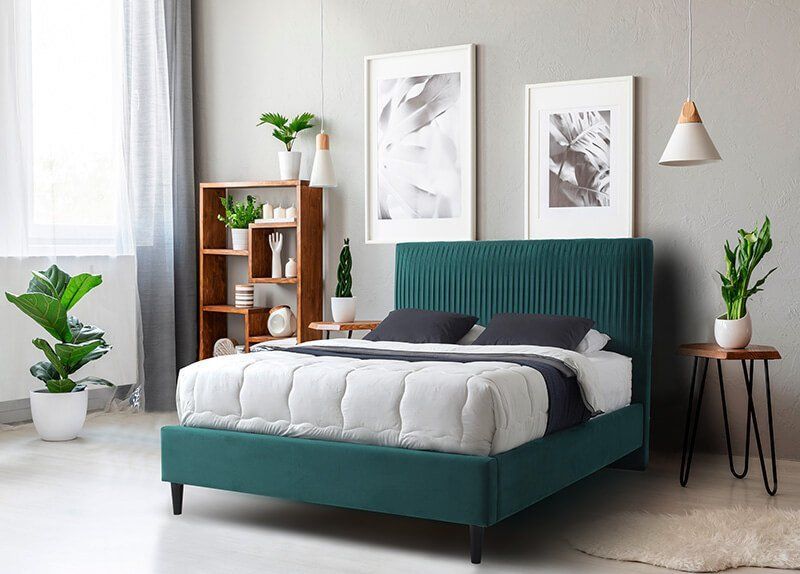 Furniture Link Lyla Green Fabric Bed Frame