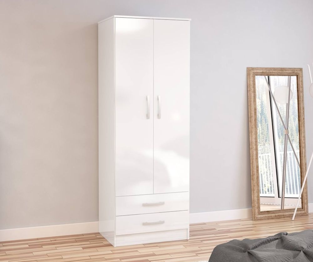 Birlea Furniture Lynx White 2 Door Combi Wardrobe