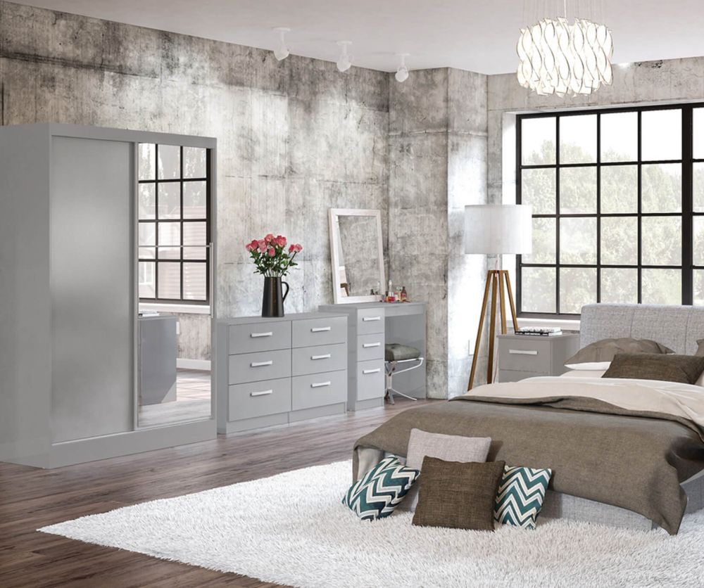 Birlea Furniture Lynx Grey 2 Door Sliding Mirror Wardrobe