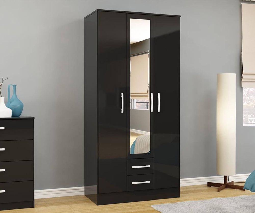 Birlea Furniture Lynx Black 3 Door Combi Wardrobe