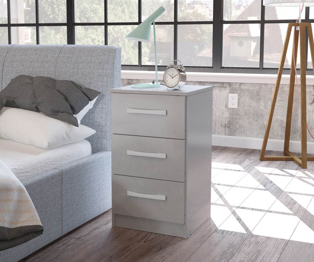 Birlea Furniture Lynx Grey 3 Drawer Bedside Cabinet