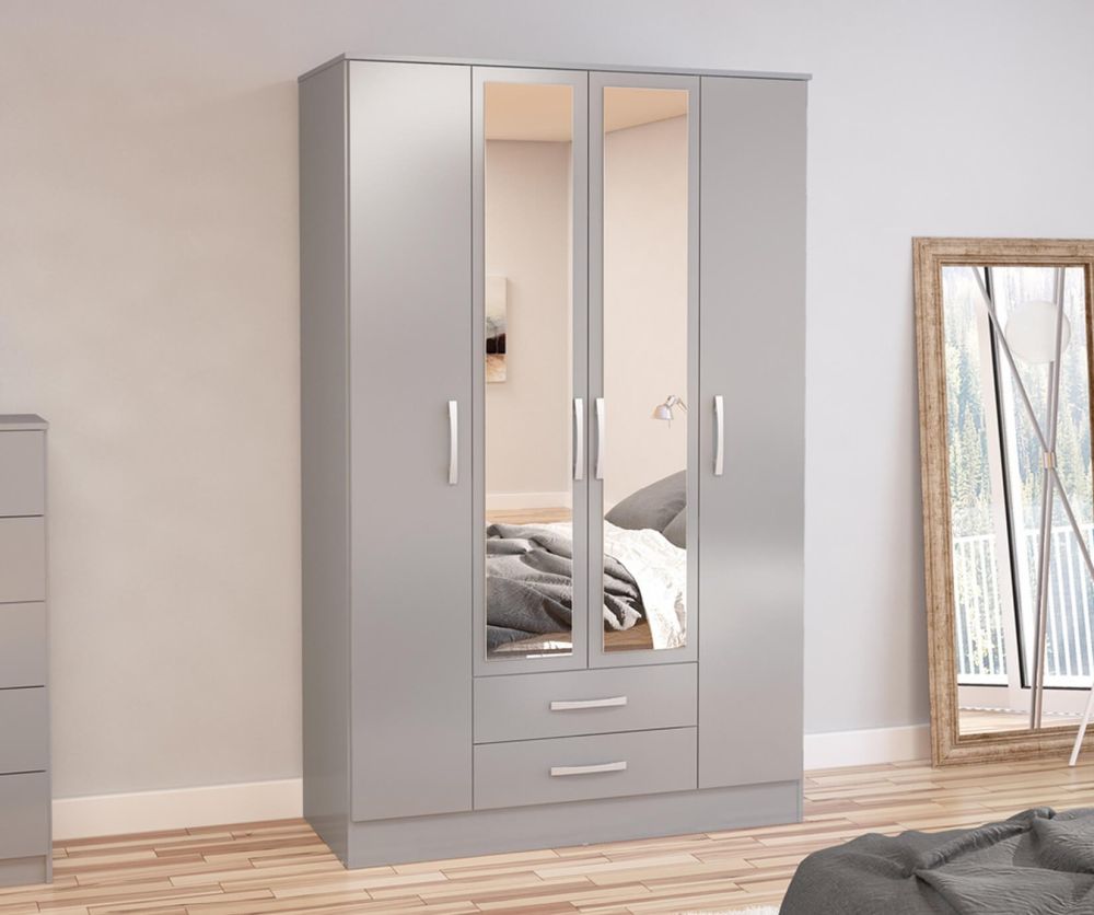Birlea Furniture Lynx Grey 4 Door Combi Wardrobe
