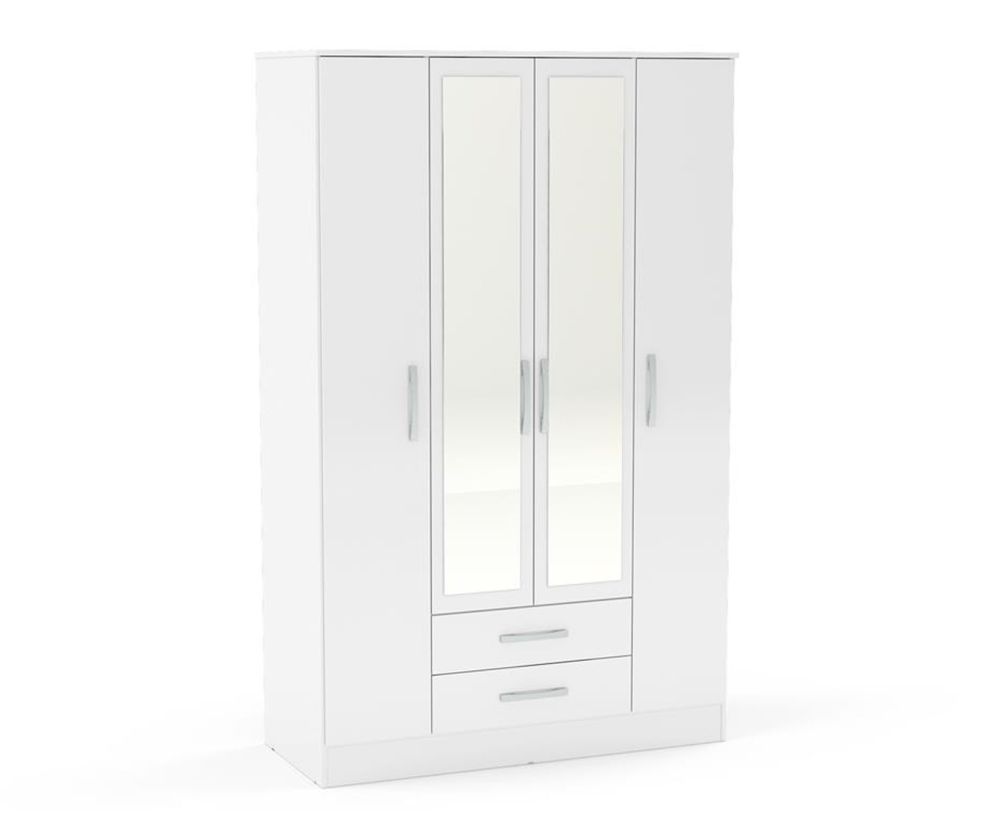 Birlea Furniture Lynx White 4 Door Combi Wardrobe