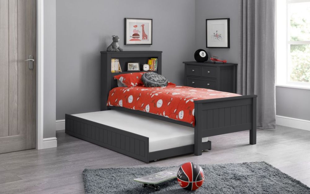 Julian Bowen Maine Anthracite Bookcase Bed Frame