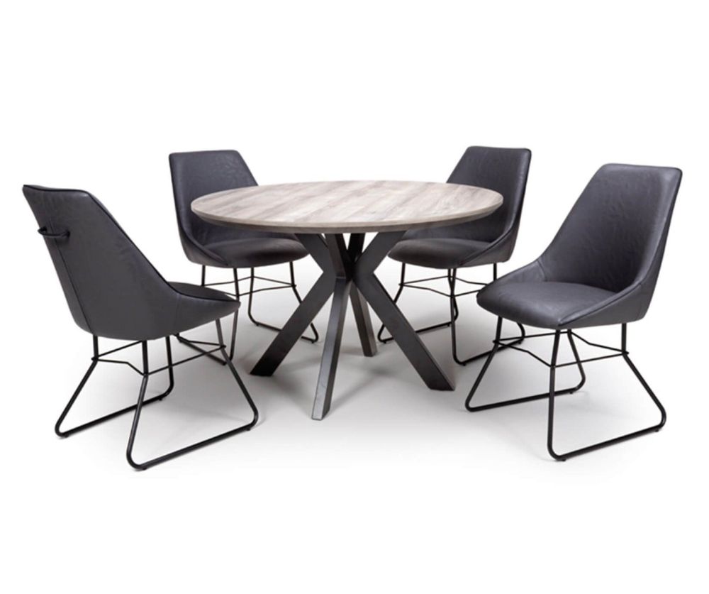 Furniture Link Manhattan Round Grey Extending Dining Table(W120cm-160cm)