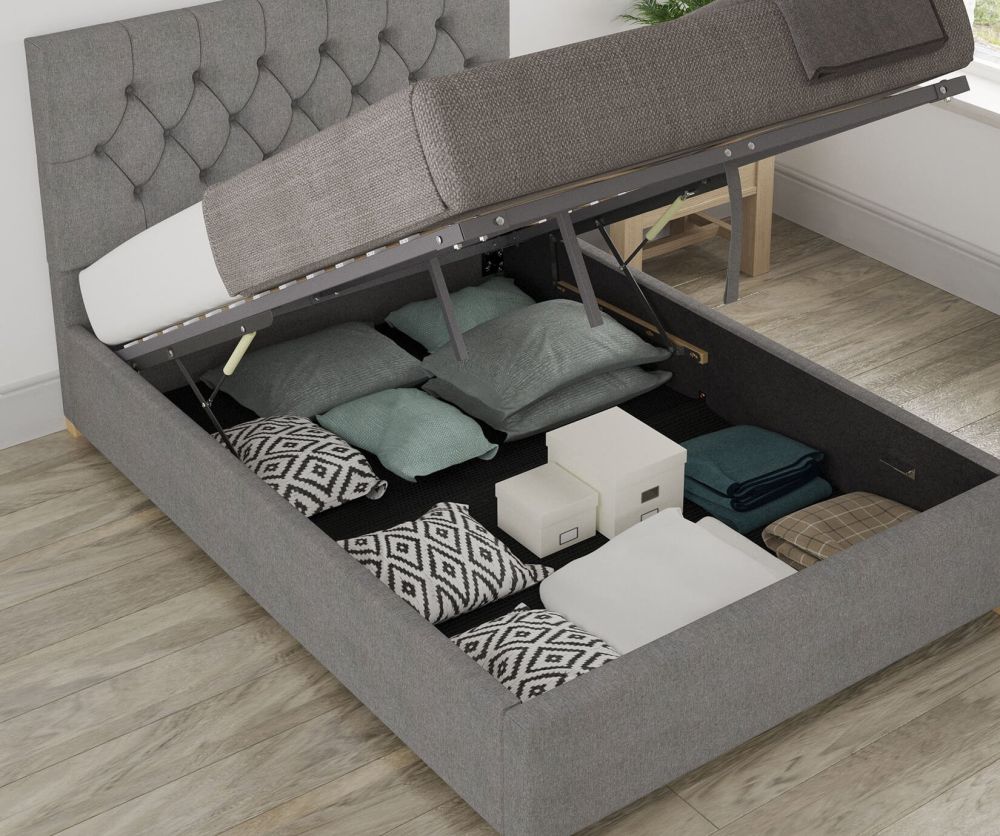 Aspire Marble Eire Linen Grey Fabric Ottoman Bed