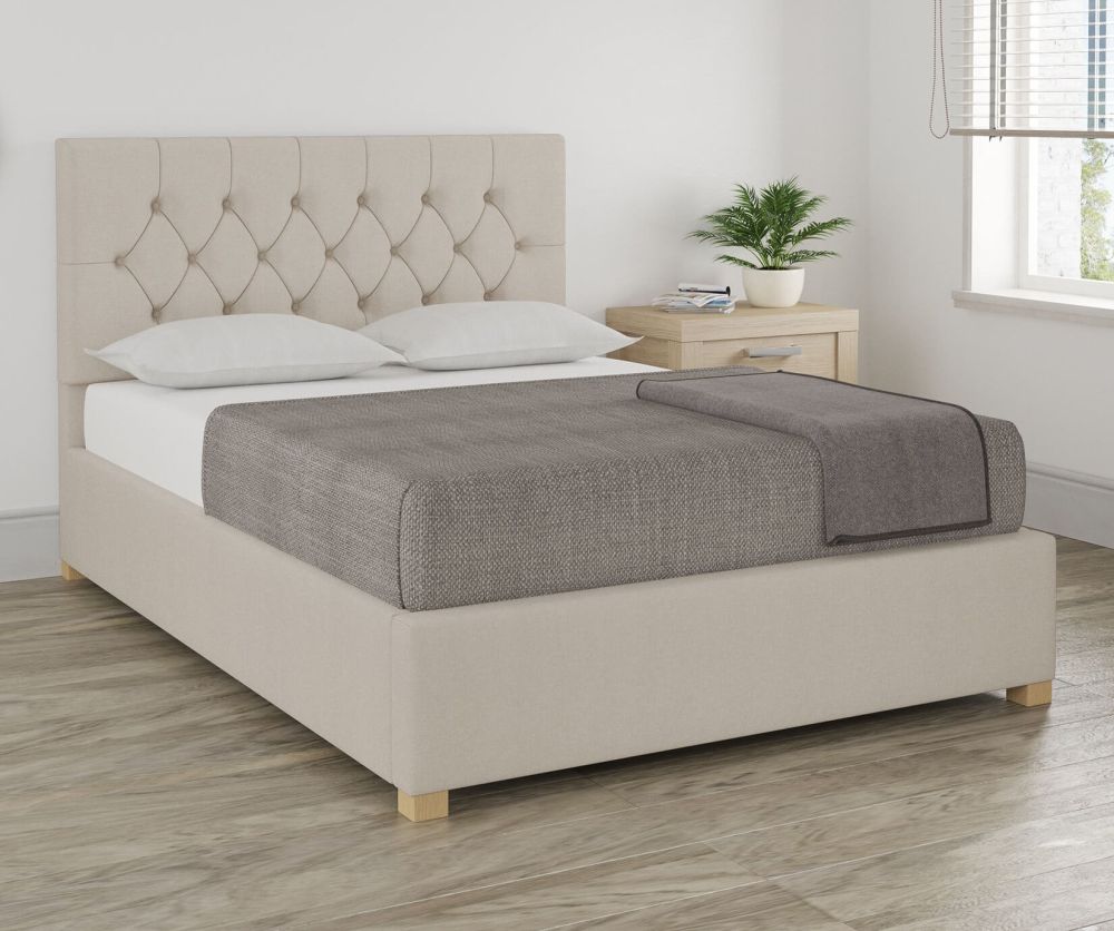 Aspire Marble Eire Linen Off White Fabric Ottoman Bed