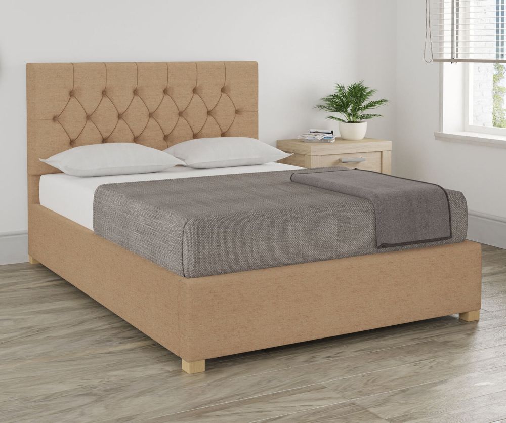 Aspire Marble Firenza Velour Champagne Fabric Ottoman Bed