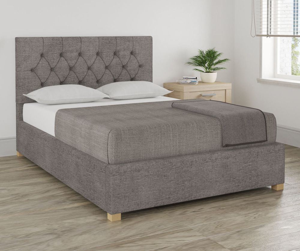Aspire Marble Firenza Velour Silver Fabric Ottoman Bed