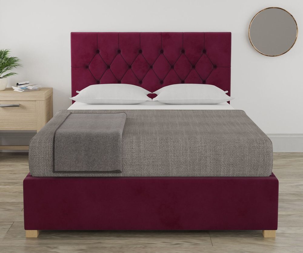 Aspire Marble Plush Velvet Berry Fabric Ottoman Bed