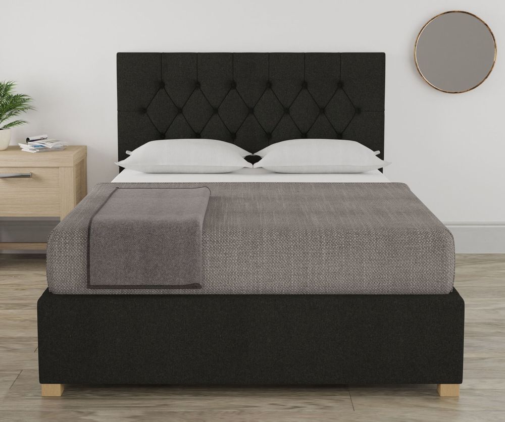 Aspire Marble Saxon Twill Charcoal Fabric Ottoman Bed
