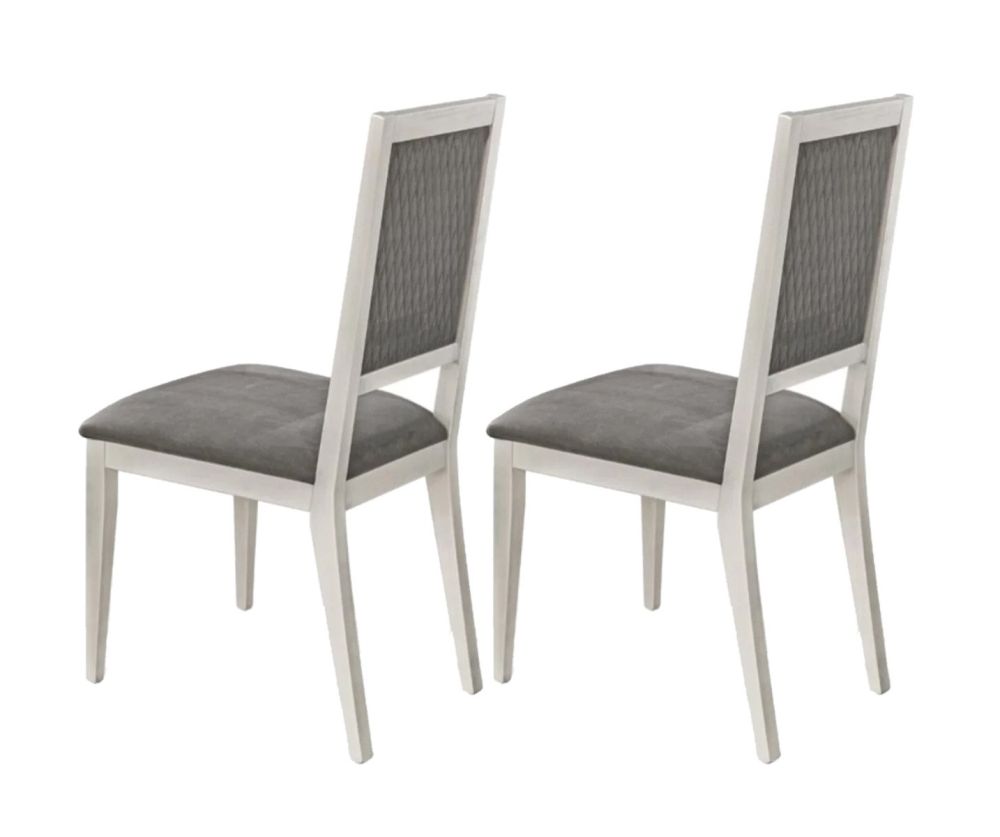 H2O Design Margot Birch White Silver Side Chair in Pair