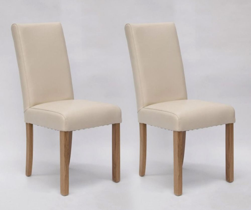 Homestyle GB Marianna Cream Bycast Leather Dining Chair in Pair