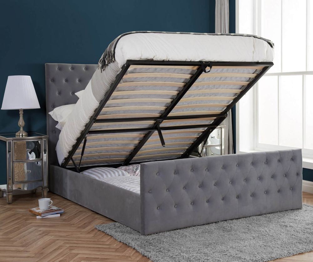 Birlea Furniture Marquis Grey Velvet Fabric Ottoman Bed Frame