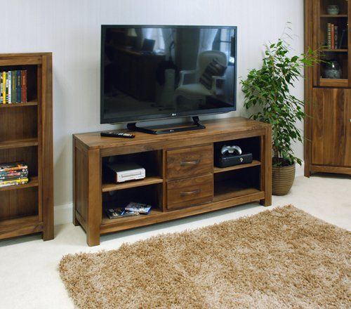 Baumhaus Mayan Walnut Low Widescreen Television Cabinet