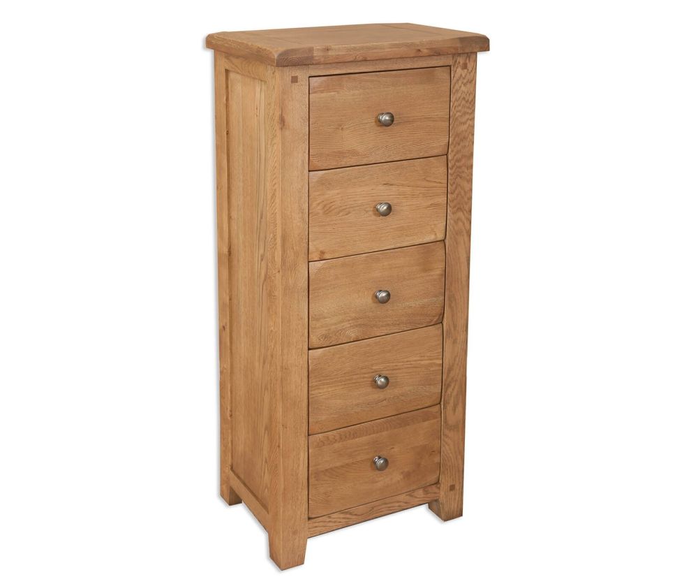 Melbourne Country Oak 5 Drawer Tall Chest