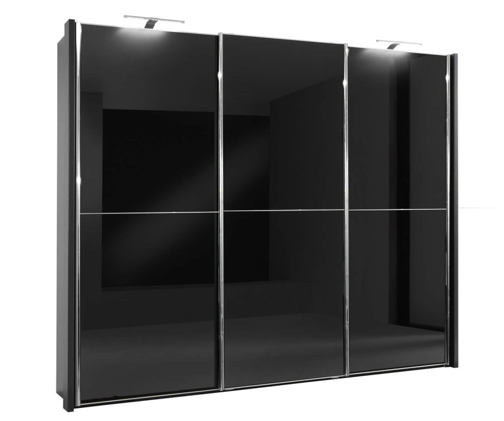 Wiemann Miami-2 Black Glass Sliding Door Wardrobe-H236cm