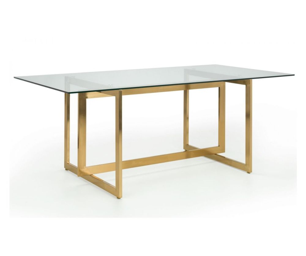 Julian Bowen Minori Rectangular Glass Dining Table with 4 Vittoria Grey Dining Chair