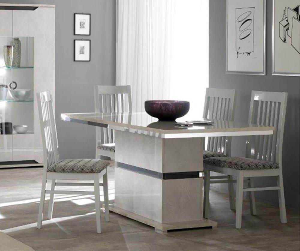 SM Italia Mistral Rectangular Dining Table with 4 Wooden Dining Chairs