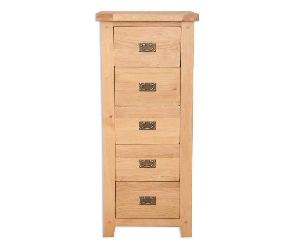 Melbourne Natural Oak 5 Drawer Tall Chest