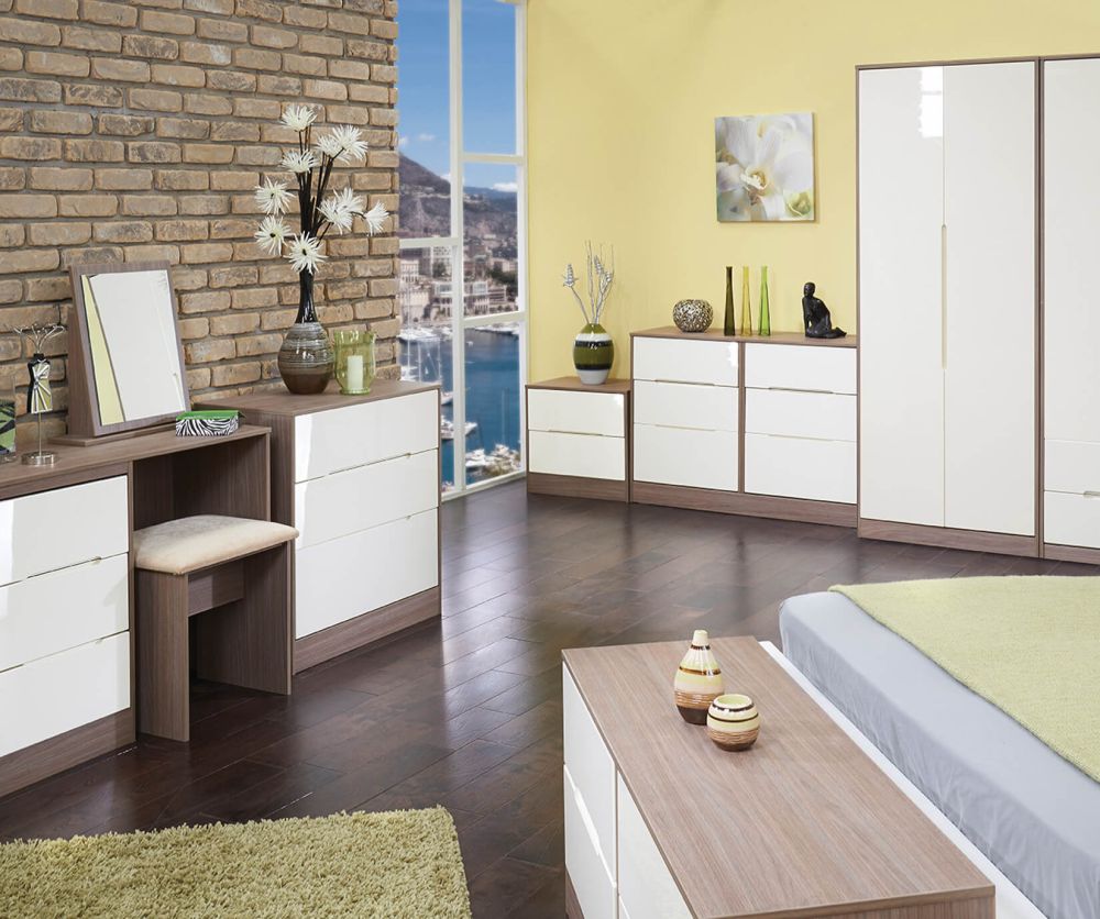 Welcome Furniture Monaco Gloss Tall Triple Plain Wardrobe