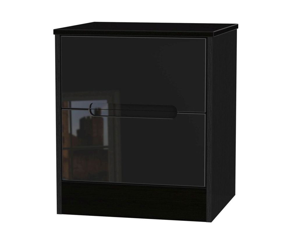 Welcome Furniture Monaco Black 2 Drawer Locker Bedside Cabinet