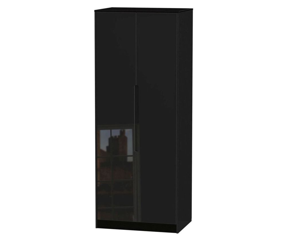 Welcome Furniture Monaco Black 2 Door Tall Double Hanging Wardrobe